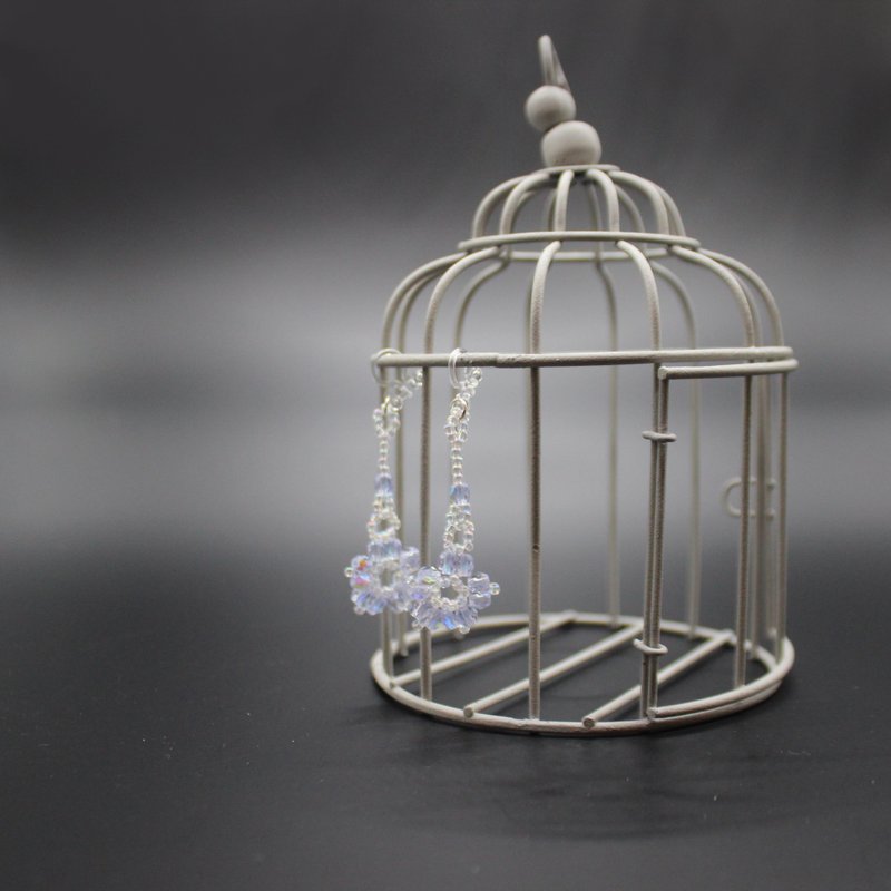 【极光花】原创耳环/耳针/耳夹/耳勾 - 耳环/耳夹 - 玻璃 紫色