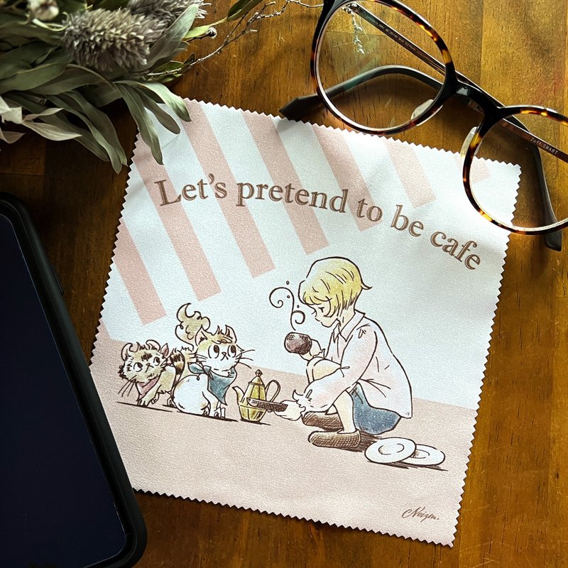 cloth_吃茶店猫咪超细纤维擦拭布_扮家家酒 - 眼镜盒/眼镜布 - 聚酯纤维 粉红色