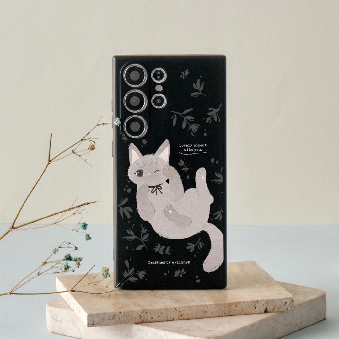 wwiinngg蝴蝶结灰猫纯色硅胶SAMSUNG手机壳 - 手机壳/手机套 - 硅胶 多色