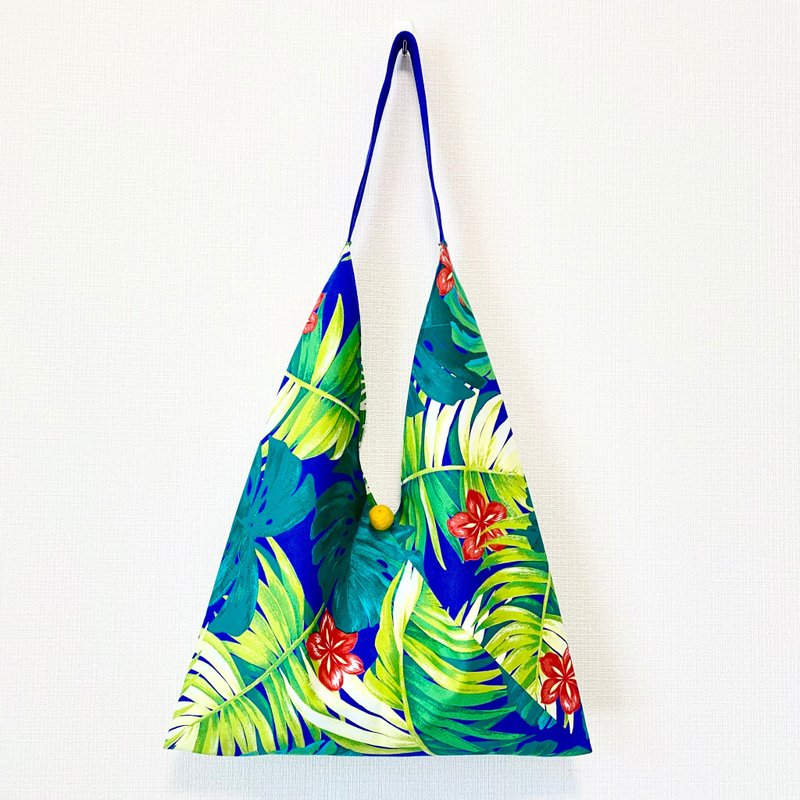 新款现货/日式粽形侧背包/大尺寸/热带雨林蓝布 - 侧背包/斜挎包 - 棉．麻 黑色