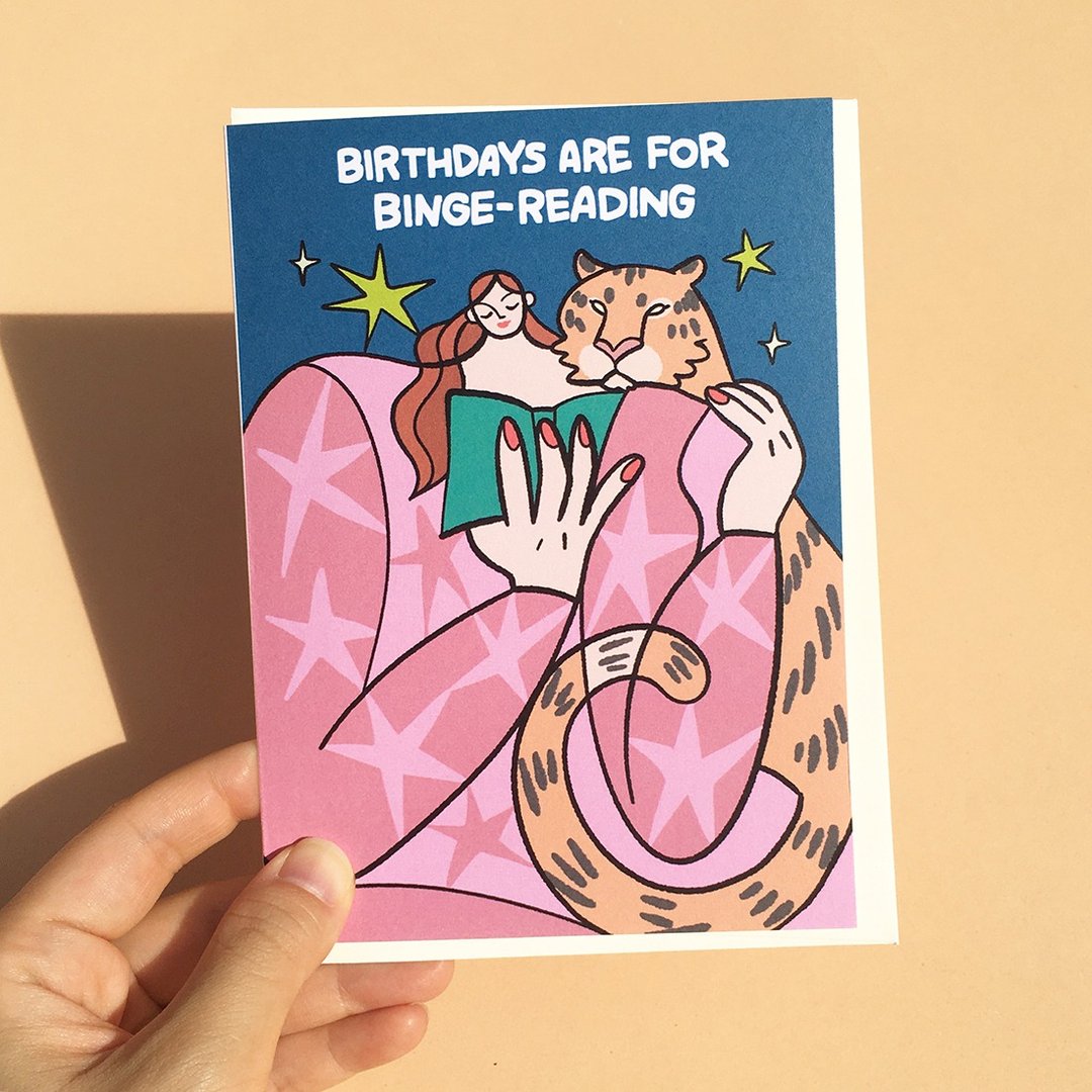 生日卡 简约 女性 Birthdays Are For Binge Reading 生日快乐卡 - 卡片/明信片 - 纸 