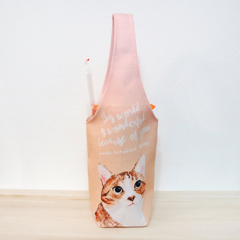 虎斑猫咪杯套 环保饮料提袋 饮料提袋 饮料杯套 防水提袋 杯套 - 手提包/手提袋 - 防水材质 蓝色