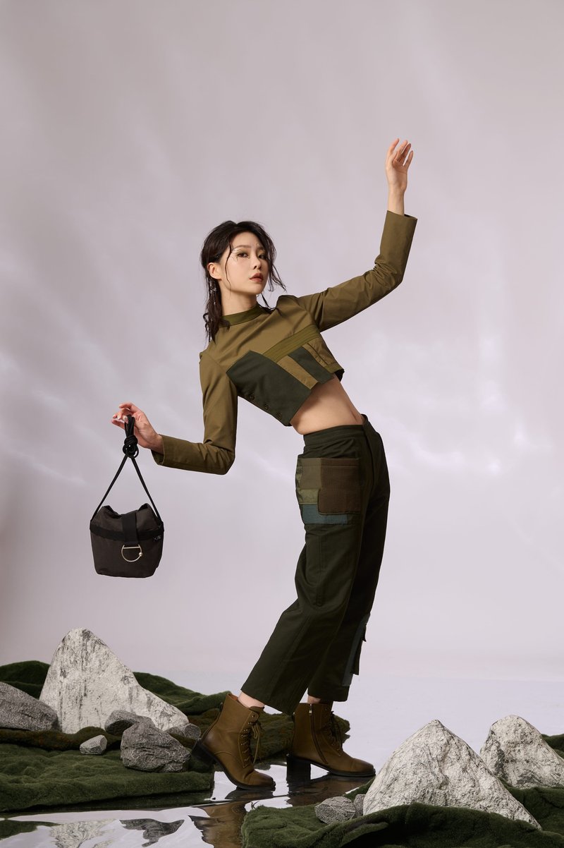 拼布上衣 - 军绿 - 女装上衣 - 其他人造纤维 绿色