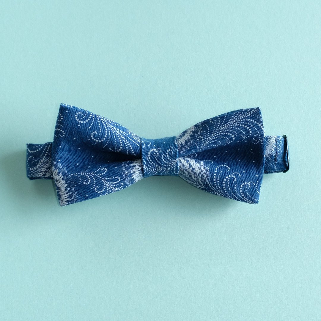 Autumn Afternoon Shweshwe Bow Tie - 领结/领巾 - 棉．麻 蓝色