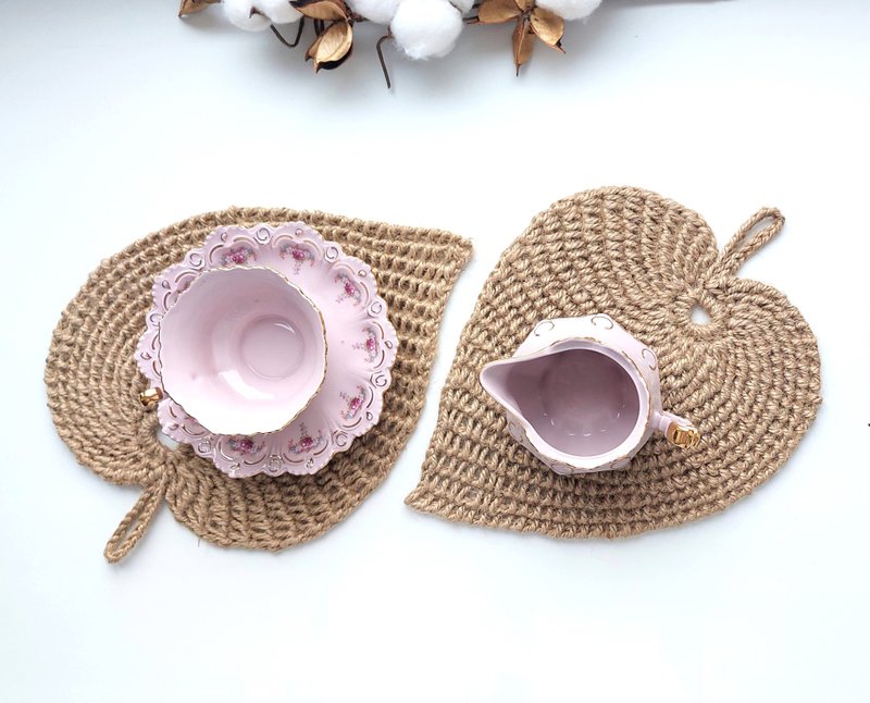 供应餐巾纸2钩编叶热菜 - 餐垫/桌巾 - 植物．花 卡其色