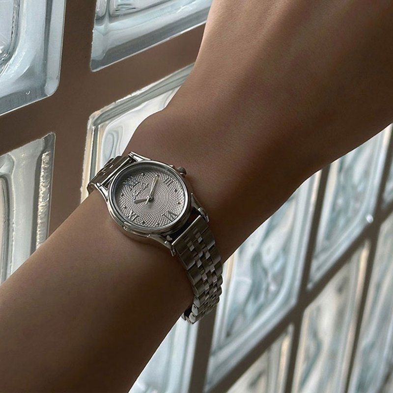 【Ven & Qu】Gem 银色灰褐手表 – 23×27 mm 不锈钢表壳 - 女表 - 不锈钢 卡其色