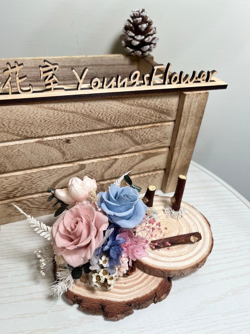 粉蓝永生花名片座 开幕 升迁礼物 - 干燥花/捧花 - 植物．花 粉红色