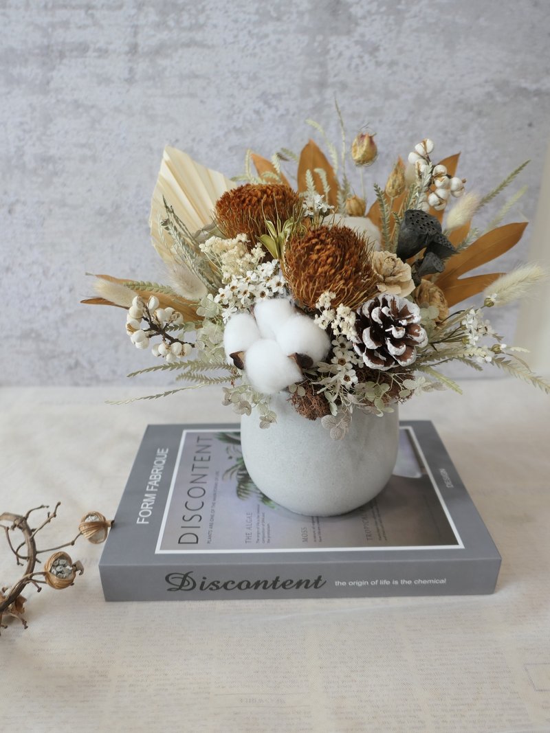 【自然风格干燥花盆花】居家装饰/新居贺礼/开幕盆花/送礼 - 干燥花/捧花 - 植物．花 咖啡色