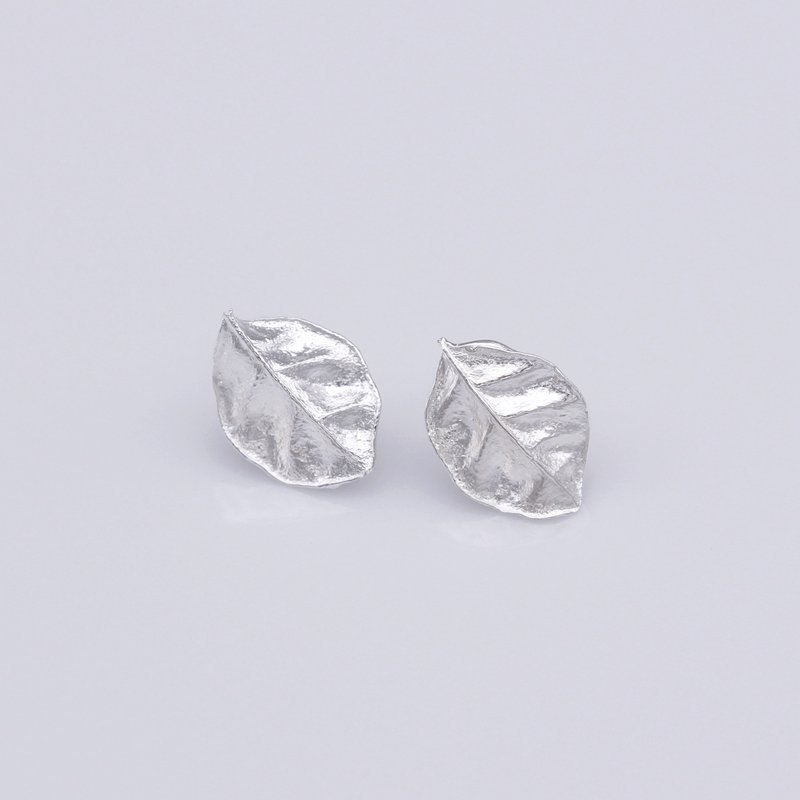 叶子 耳环 纯银 自然植物 - 耳环/耳夹 - 其他金属 银色