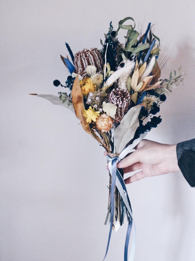 Dry Flower Bouquet!! 【海神-Poseidon】捧花 婚礼 干燥花 花束M - 干燥花/捧花 - 植物．花 蓝色