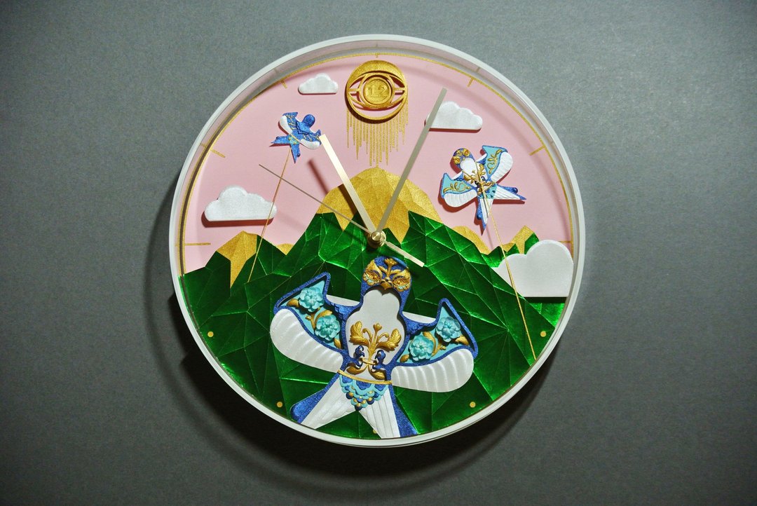 纸雕挂钟-沙燕风筝 - 时钟/闹钟 - 纸 粉红色