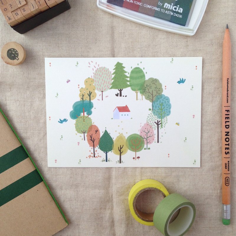 树圈圈 / 明信片 - 卡片/明信片 - 纸 橘色