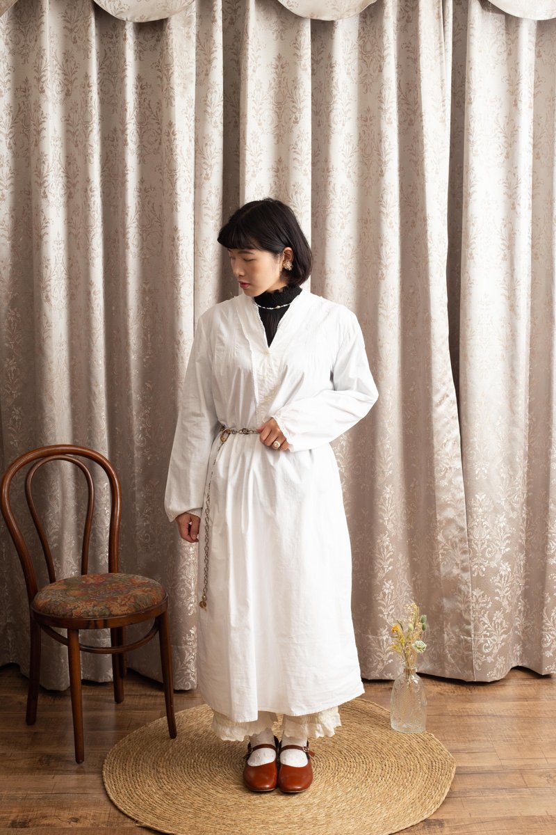 欧式纯白洋装.Europe Night Dress【初恋贩卖所】Vintage.B526 - 洋装/连衣裙 - 棉．麻 