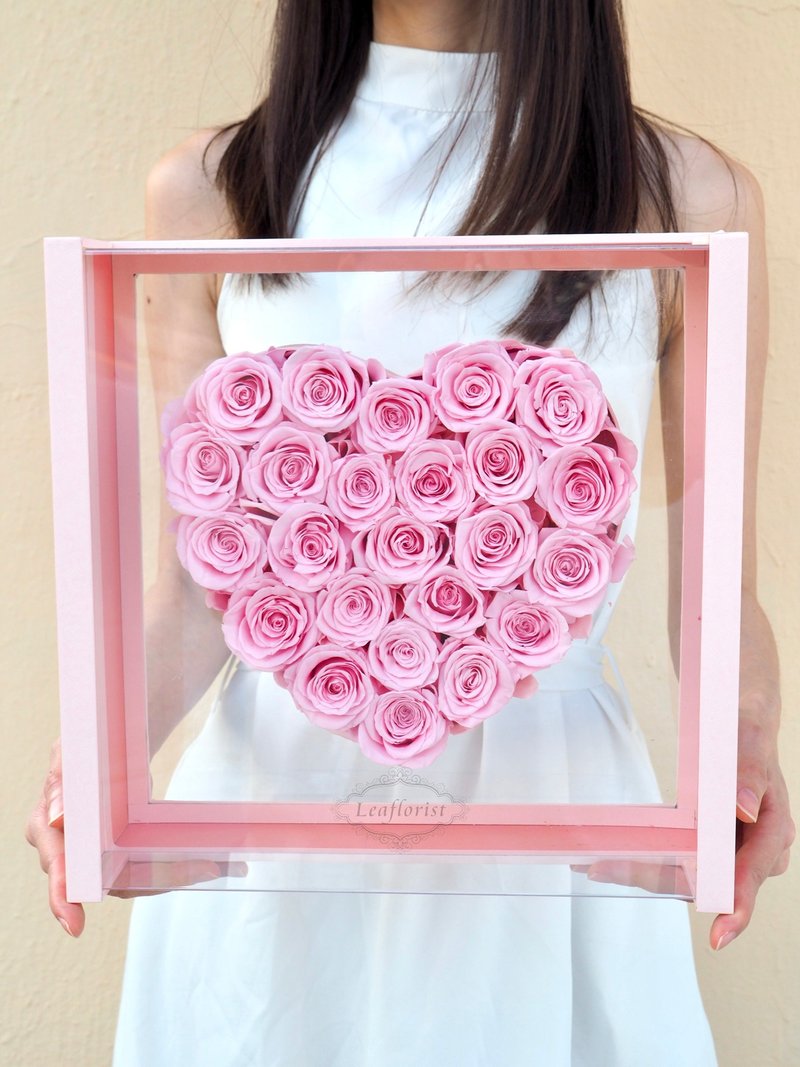 情人节早鸟优惠 85折! Leaflorist 永生花 (保鲜花) 心型玫瑰花礼 - 干燥花/捧花 - 植物．花 粉红色