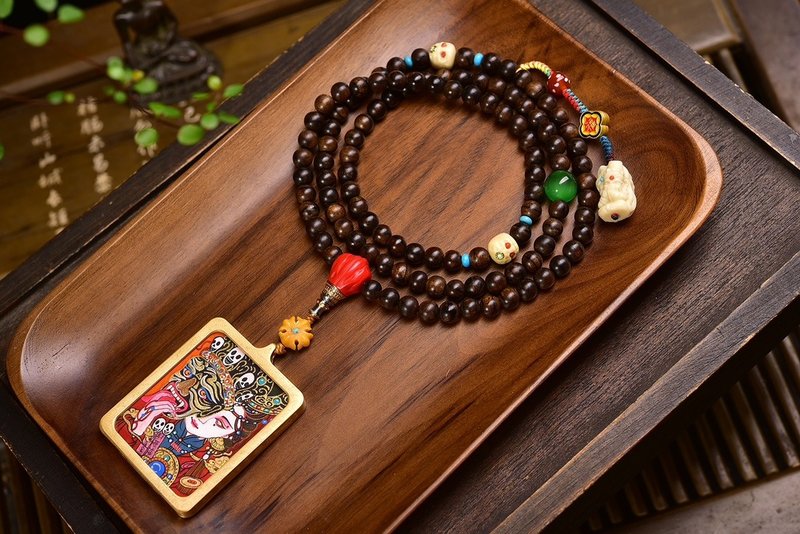 超级美货 唐卡手绘前世今生项链 搭配108颗沉香佛珠项链 精品货 - 项链 - 其他材质 