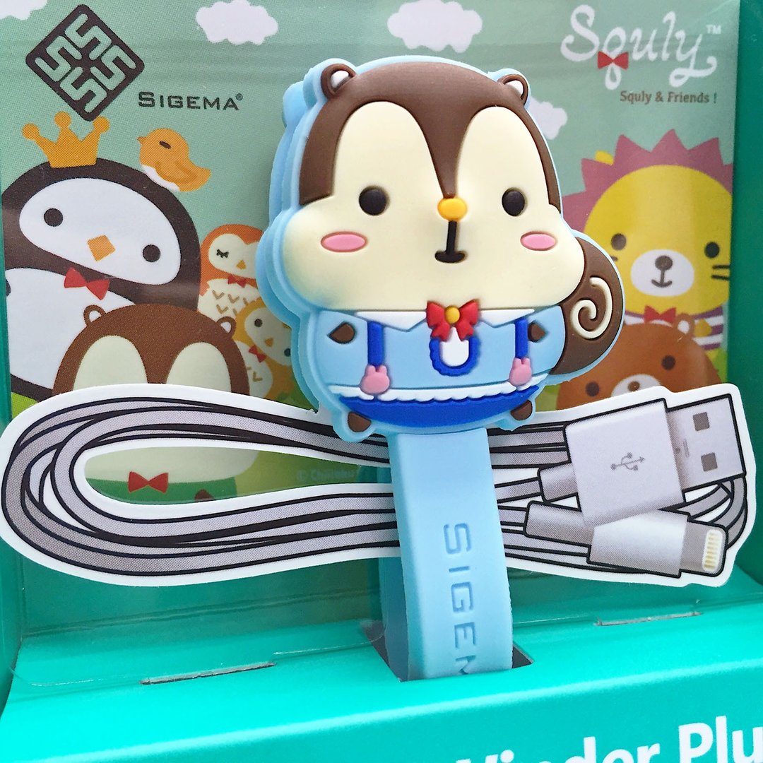 可爱松鼠卡通造型大卷线器 (梦游仙境 - Squly) - E015SQE - 卷线器/电线收纳 - 橡胶 蓝色