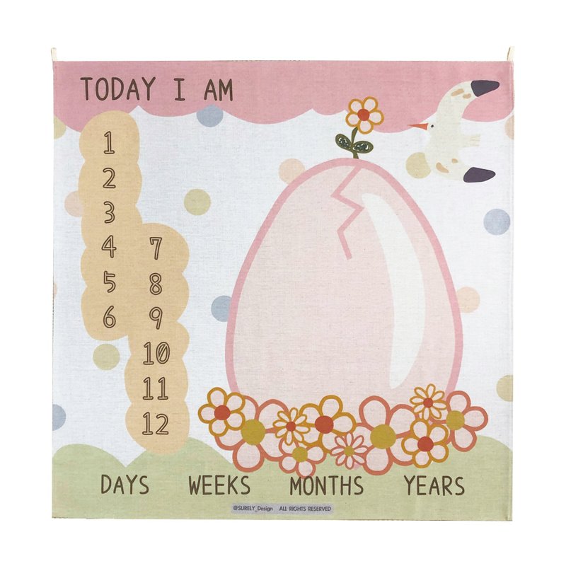 【现货】送子鸟伊诺传递的信息 | 宝宝成长纪录布海报_花朵款 - 海报/装饰画/版画 - 棉．麻 粉红色