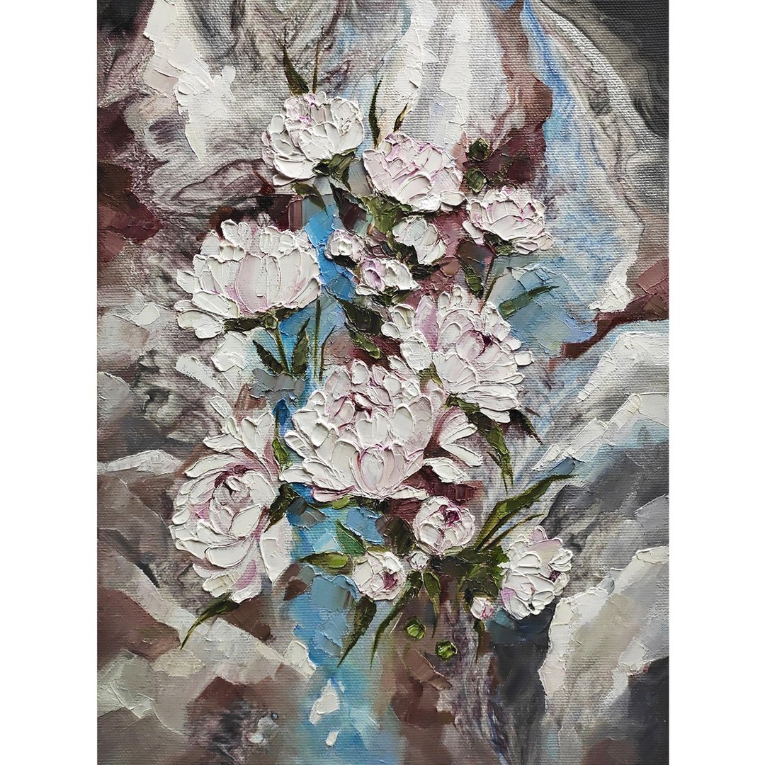 牡丹画 / 牡丹 / 抽象花 / 油画 / 绘画 / 花卉画 / 绘画 / 原画 - 海报/装饰画/版画 - 其他材质 灰色