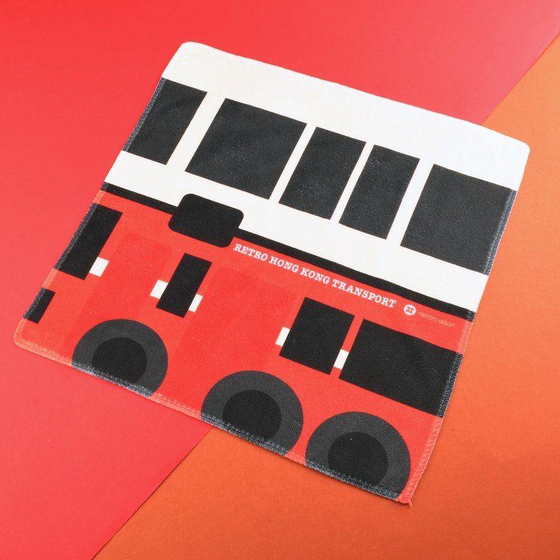 港式怀旧交通工具系列万用毛巾手巾 - 巴士 - 手帕/方巾 - 聚酯纤维 红色