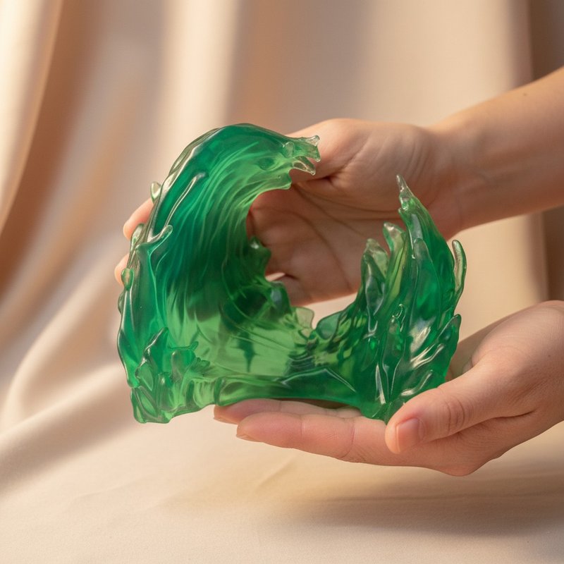 流蚀 Erosion Flow x 透明树脂艺术雕塑 x 桌上摆饰 - 摆饰 - 树脂 绿色