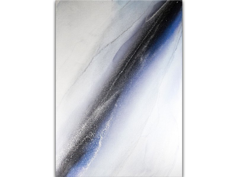 Winter Abstract Painting Ice Original Art Minimal Alcohol Ink Painting on Canvas - 墙贴/壁贴 - 其他材质 银色