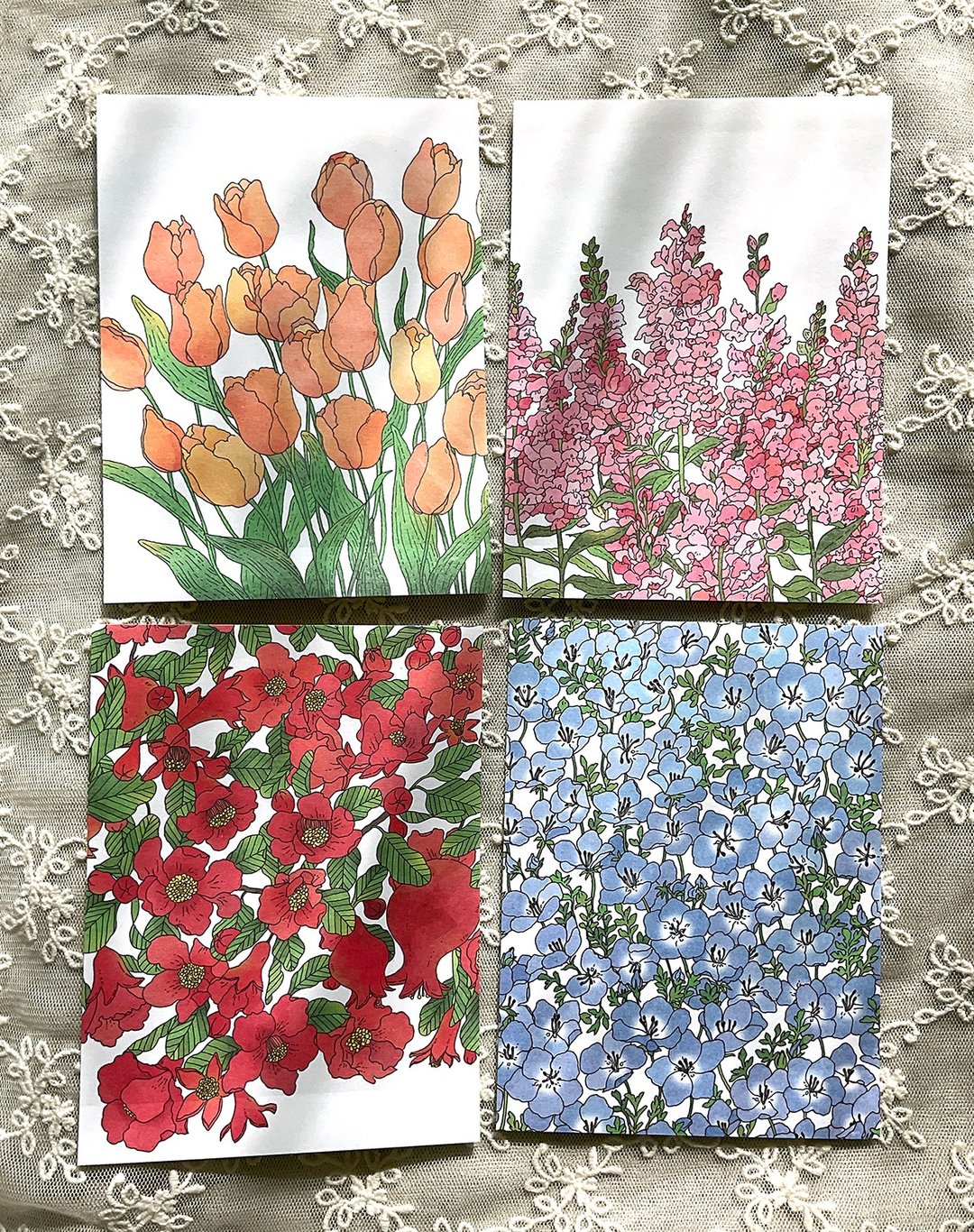 植物园花卉贴纸组合包 (dami) 复古赠礼 - 贴纸 - 纸 多色
