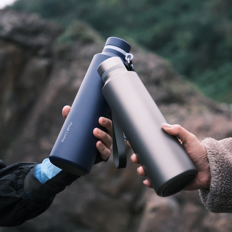【双入组】钛羽瓶 / 钛原色 / 纯钛无涂层挂绳保温瓶水壶 800ml - 水瓶/水壶 - 其他金属 银色