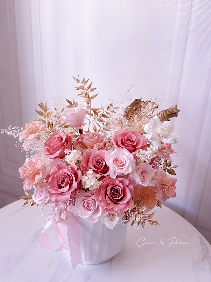 粉金绽放永生开幕花礼 - 干燥花/捧花 - 植物．花 粉红色