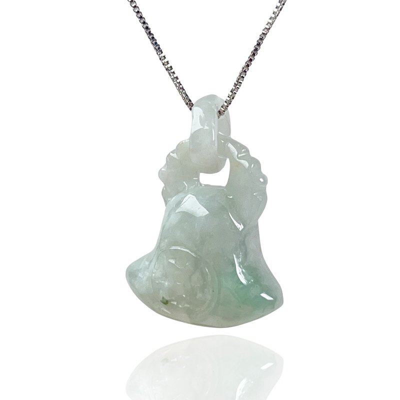 飘绿花翡翠铃铛项链 | 天然缅甸玉翡翠A货 | 送礼 - 项链 - 玉石 绿色