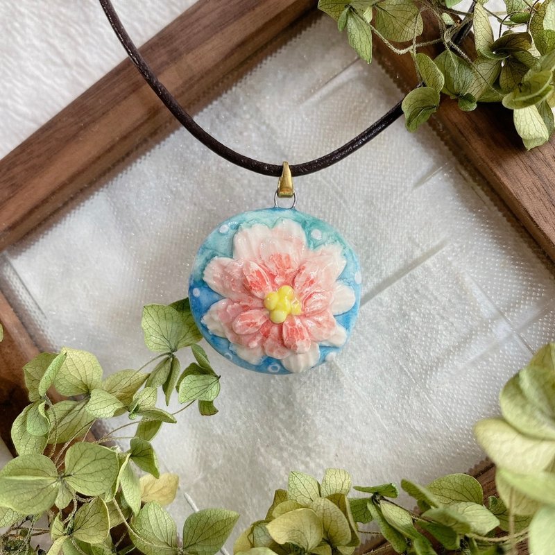 【最终贩售-3/31绝版下架】香水精油项链|静夜牡丹|手作陶艺 - 项链 - 瓷 粉红色