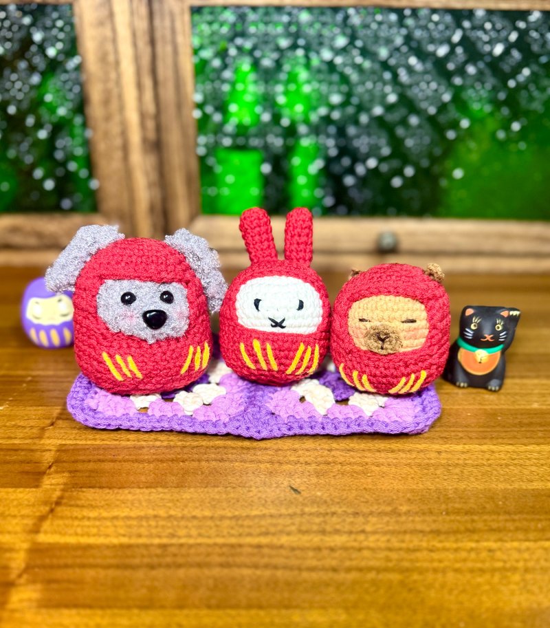 钩织达磨不倒翁玩偶摆设 可客制 DARUMA - 摆饰 - 棉．麻 多色
