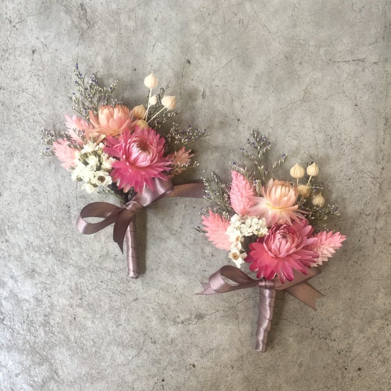 干燥胸花|新郎胸花|主婚人胸花|定制胸花 - 干燥花/捧花 - 植物．花 粉红色
