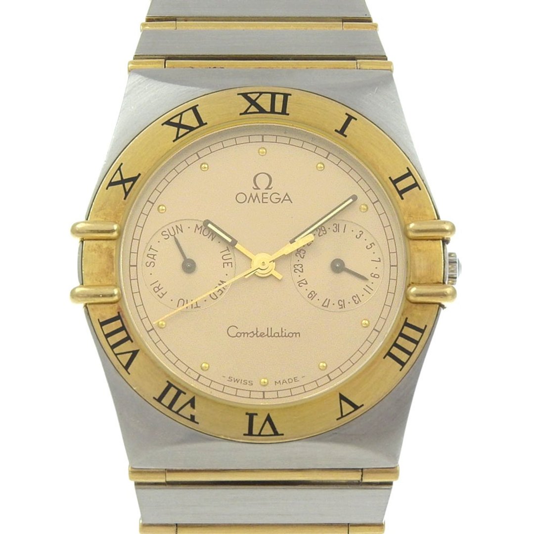 【日本直送】欧米茄 OMEGA Constellation 腕表 日期星期功能 不锈钢x镀金 石英 类比显示 金色表盘 中性款【二手】 - 女表 - 不锈钢 金色