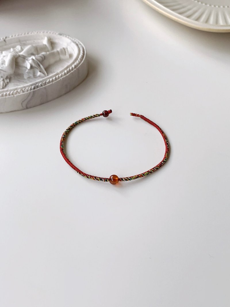 橙石榴石 极细 蜡线 金刚结 / 重拾希望 - 手链/手环 - 其他材质 红色