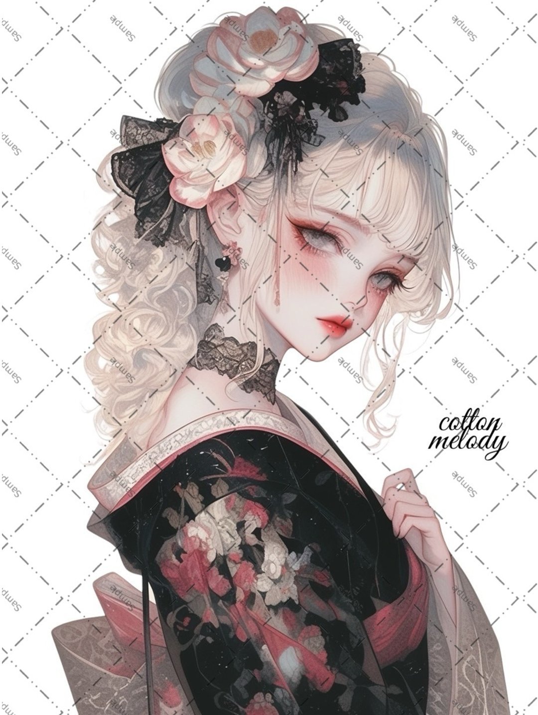 original sticker no.1877 人物贴纸 原创贴纸 原创人物贴纸 装饰贴纸 cotton melody - 贴纸 - 纸 