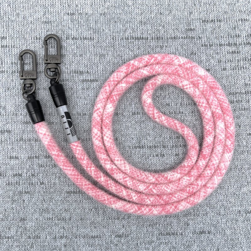 niji毛绒手机背绳  6mm White&Pink crosshatch - 其他 - 塑料 粉红色