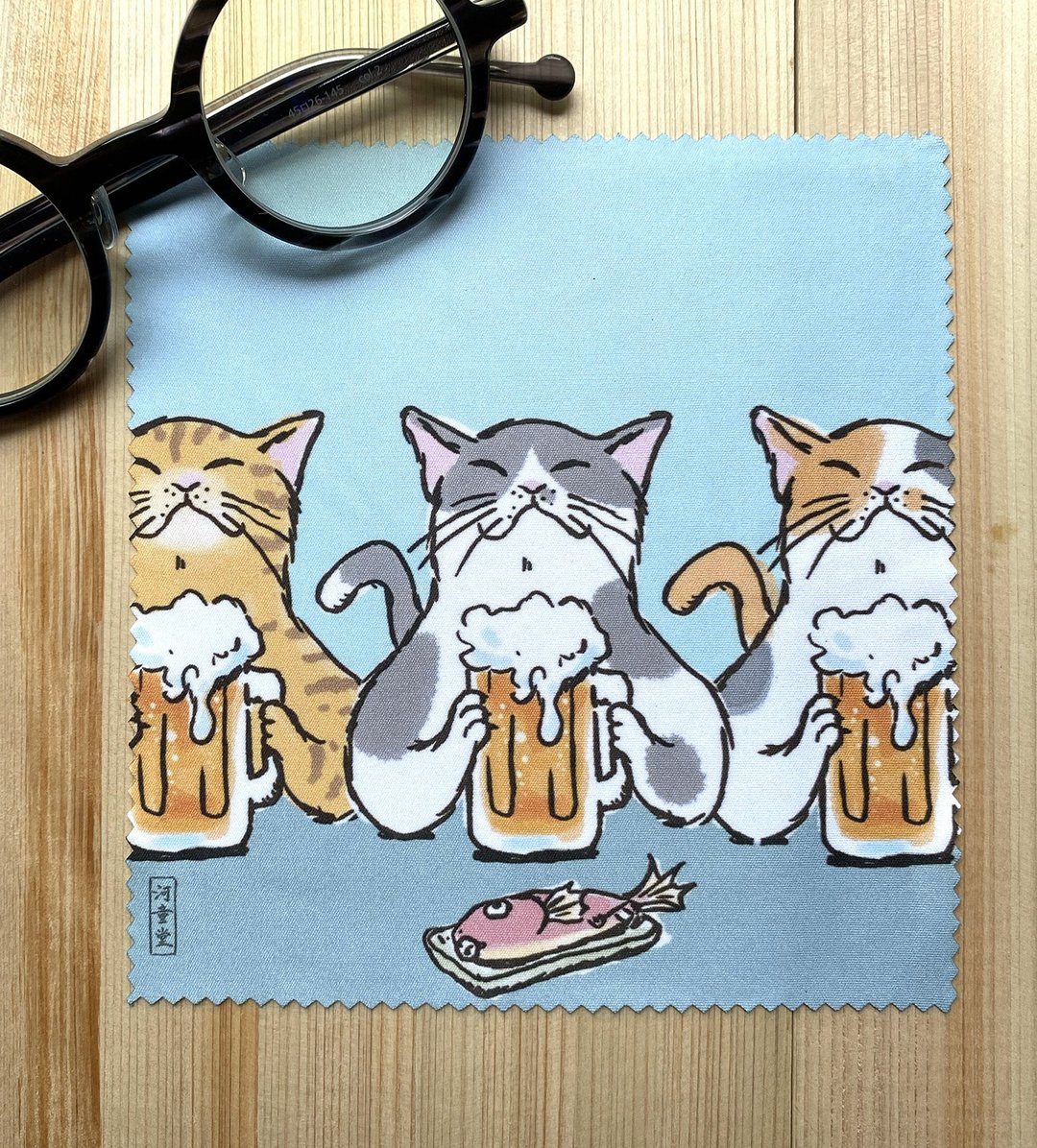 Glasses wipe cat toast smartphone cleaner - 手帕/方巾 - 其他材质 蓝色