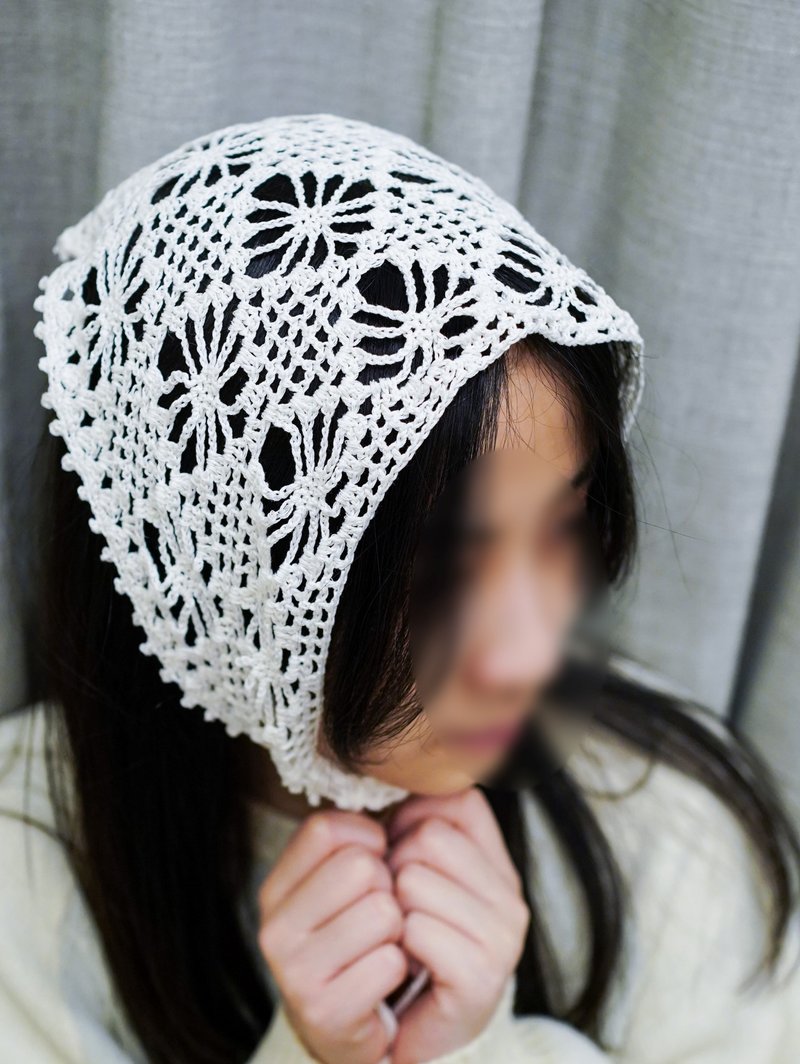 手作 - 三用三角巾 - 纯白色 - 丝巾 - 棉．麻 白色