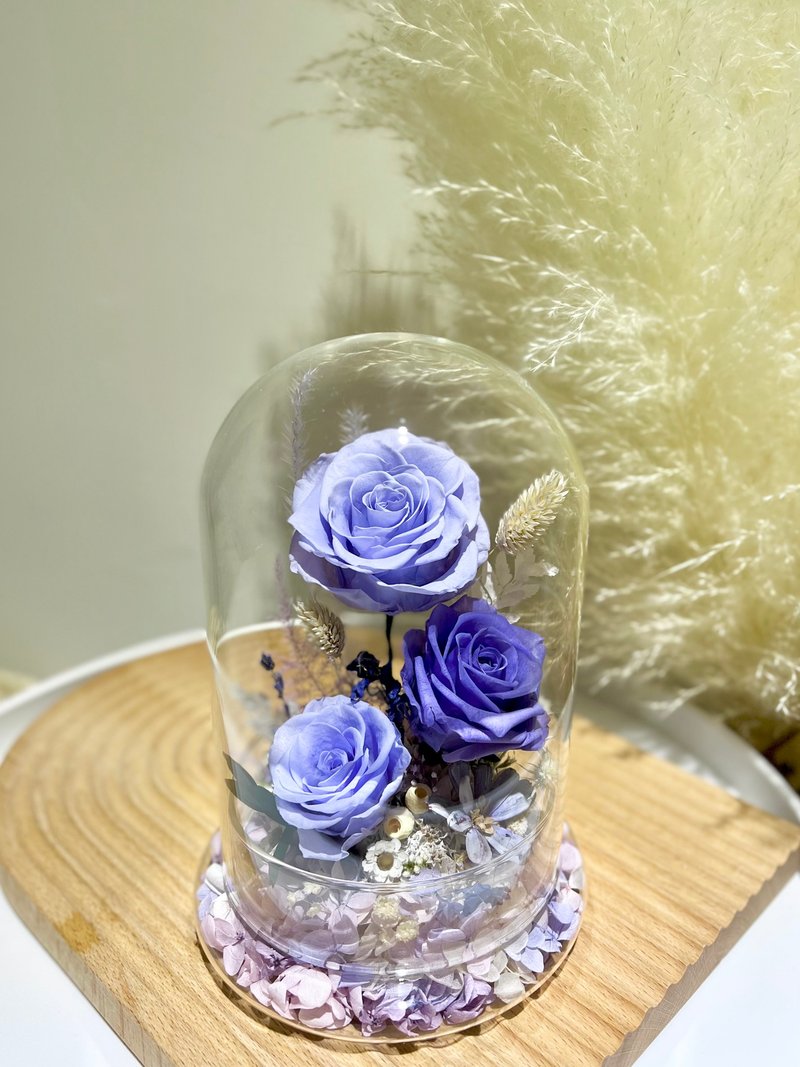 永生玫瑰玻璃花瓶 - 干燥花/捧花 - 植物．花 多色