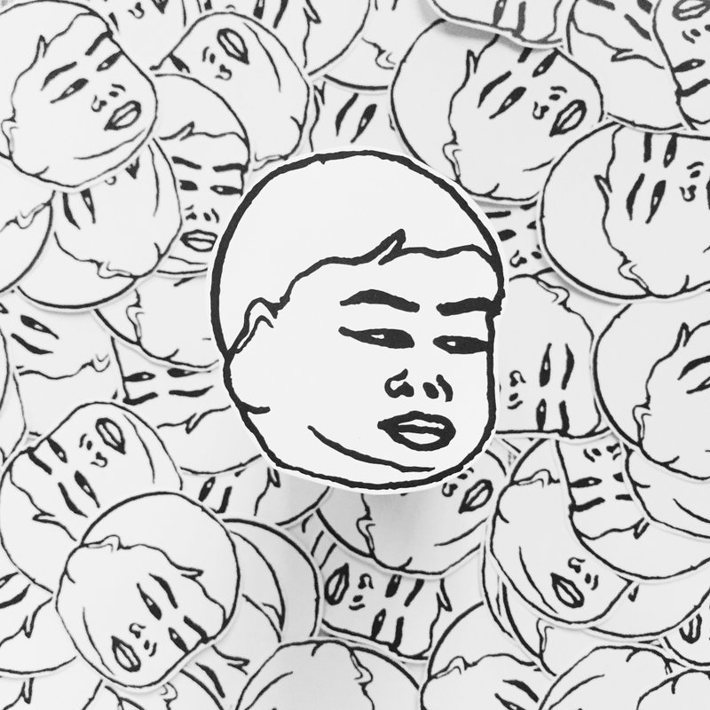 黑白小贴纸 | 肥波 | 两张 - 贴纸 - 纸 黑色
