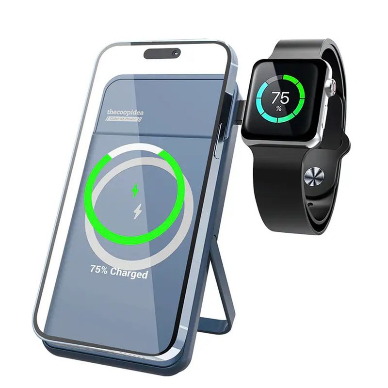 PillarS10000毫安行动电源MagSafe可充iPhone iWatch带桌面支架 - 充电宝/传输线 - 其他材质 蓝色