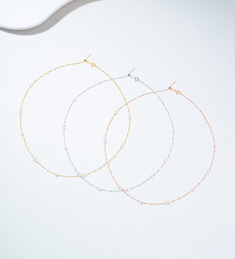 Akoya 露水轻缀 18K 金 项链 - 项链 - 珍珠 银色