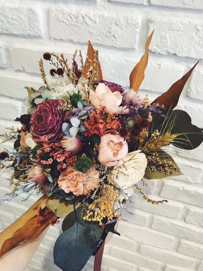 定制手作干燥/不凋花手捧花/婚纱婚礼捧花 - 干燥花/捧花 - 植物．花 