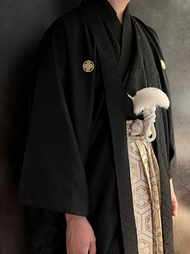 日本传统袴- 白色金纹男士传统和服行灯袴/日本武士袴/ 男士和服 - 其他 - 聚酯纤维 