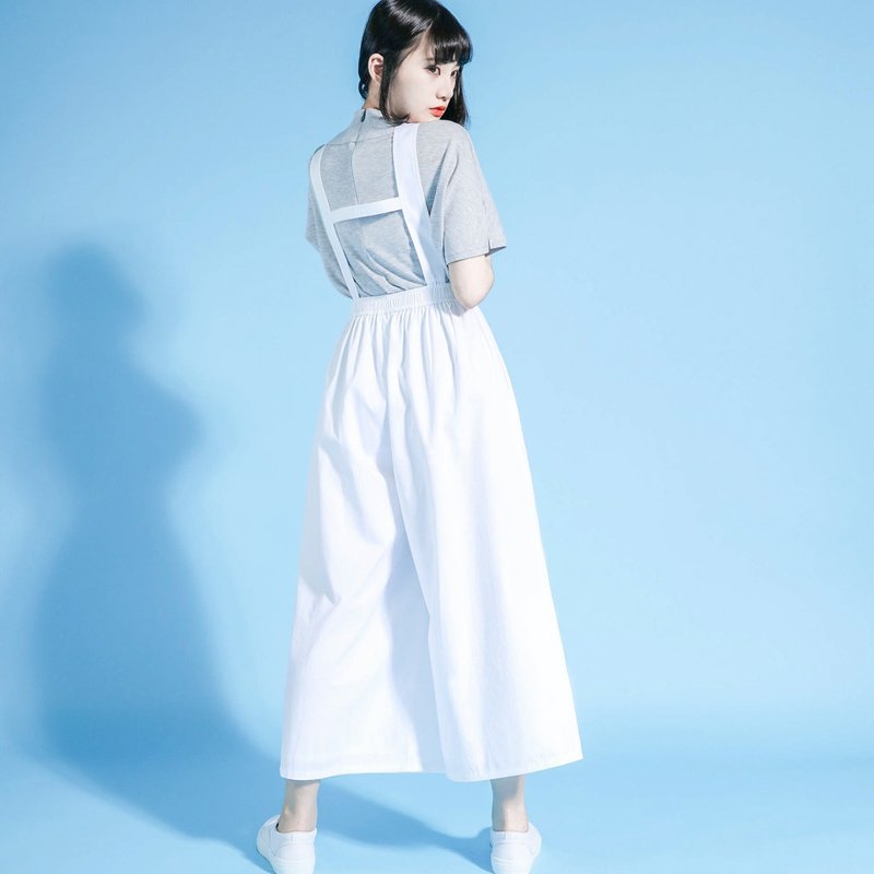 Jumpsuit 炼金术士连身宽裤_7SF202_白条纹 - 背带裤/连体裤 - 棉．麻 白色