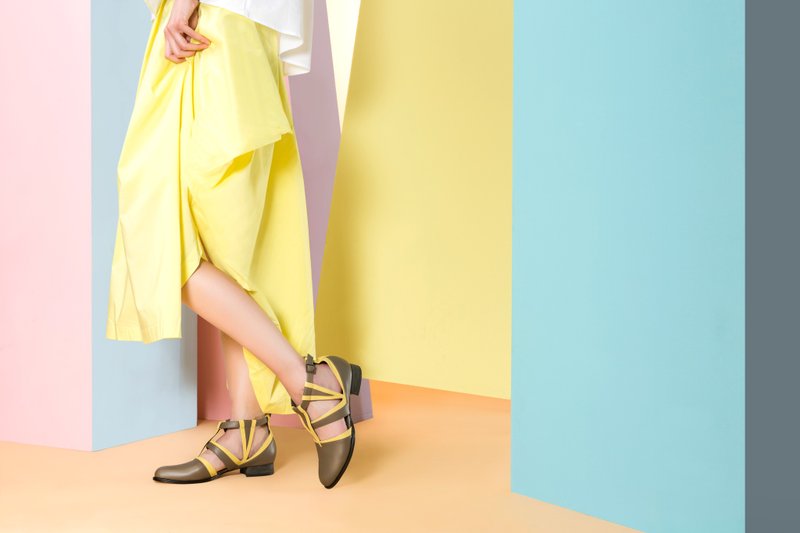 LEADING ROLE | 向日葵 | 设计款 | 手工鞋 | 咖啡 - 女款休闲鞋 - 真皮 咖啡色