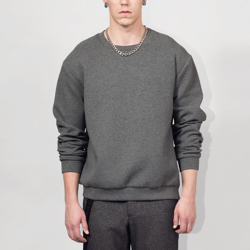 SEANNUNG 侧边拉链大学T - 中性连帽卫衣/T 恤 - 棉．麻 灰色