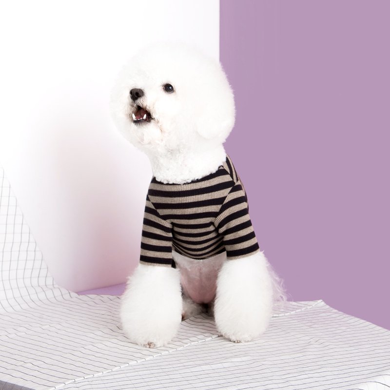 #bff 条纹连身衣_咖黑条纹 - 衣/帽 - 棉．麻 咖啡色