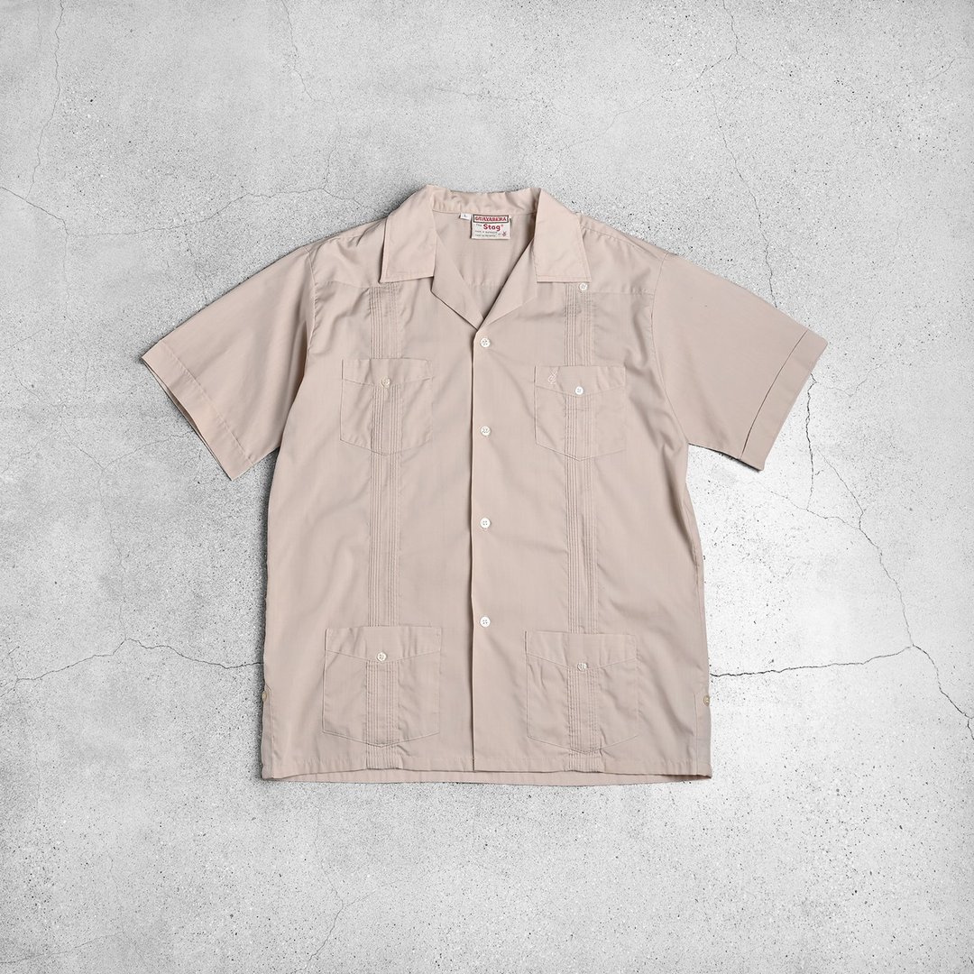Vintage Guayabera 古巴衬衫 / 夏威夷衬衫、夏季古着衬衫 - 男装衬衫 - 其他材质 卡其色