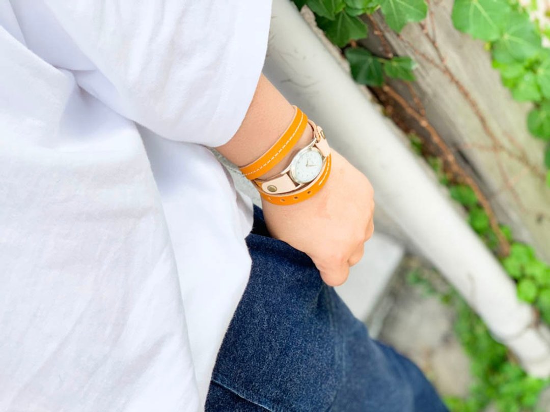 ROLL Honey-colored leather watch Roll-up watch Round and round watch RUW-CCWW-W - 女表 - 真皮 橘色